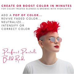 Watercolors Intense Color Depositing Shampoo red lather closeup highlights vibrant, lasting tones.