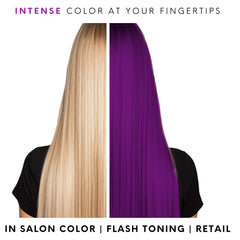 Watercolors shampoo application on hair for quick color refresh.