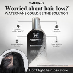 Watermans Grow Me conditioner bottle for shine and easier detangling.