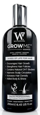 Watermans front label showing product benefits and volume