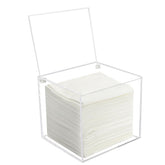 Watpot disposable face towel box front view with clear acrylic visibility for towel organization.