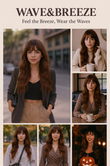 WAVE&BREEZE bangs-framing-face detail highlights flattering face-framing silhouette.