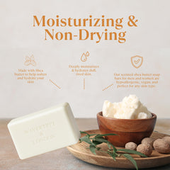 Wavertree & London French triple milled soap artwork on shelf evokes premium bathroom aesthetic.