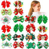Wavyknot Christmas bow red green close-up, adds festive flair to hair.