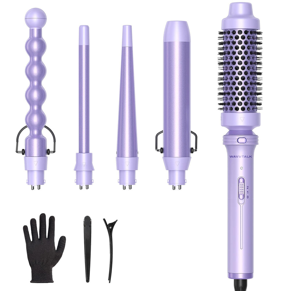 Wavytalk 5-in-1 purple set with 1-inch bubble barrel for classic curls.