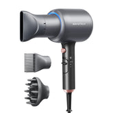 Wavytalk Blow Dryer front view shows grey body and 1875W power for rapid drying.