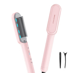 Wavytalk hair straightener brush front view for quick smoothing and everyday straight looks