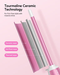 Wavytalk in-use rose pink wand curling long hair