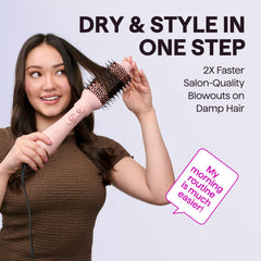 Wavytalk oval brush 2-4in pink enables volumizing blowouts and detangling.
