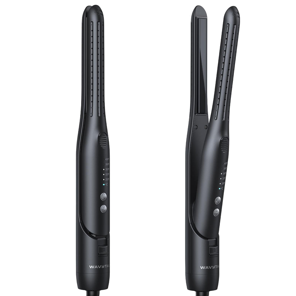 Wavytalk pencil flat iron with 360° cool air, front view for precise short-hair styling.