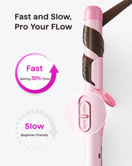 Wavytalk curling iron extended clip design for secure sections and tangle-free styling.