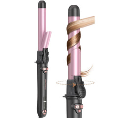 Wavytalk rotating curling iron in rose gold ready for effortless beach waves