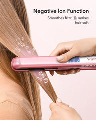 Wavytalk Salon Flat Iron Rose Gold heat plate view emphasizing smooth glide