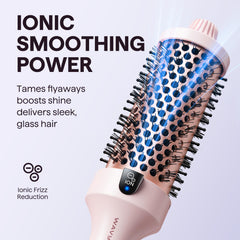 Wavytalk thermal brush tourmaline-ceramic-barrel delivers even heat for voluminous curls.