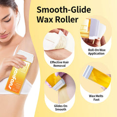 Waxfans honey wax refill closeup highlights natural formula for gentle hair removal.