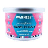Waxness Sensi Clear jar label highlights rosin-free formula for sensitive skin.