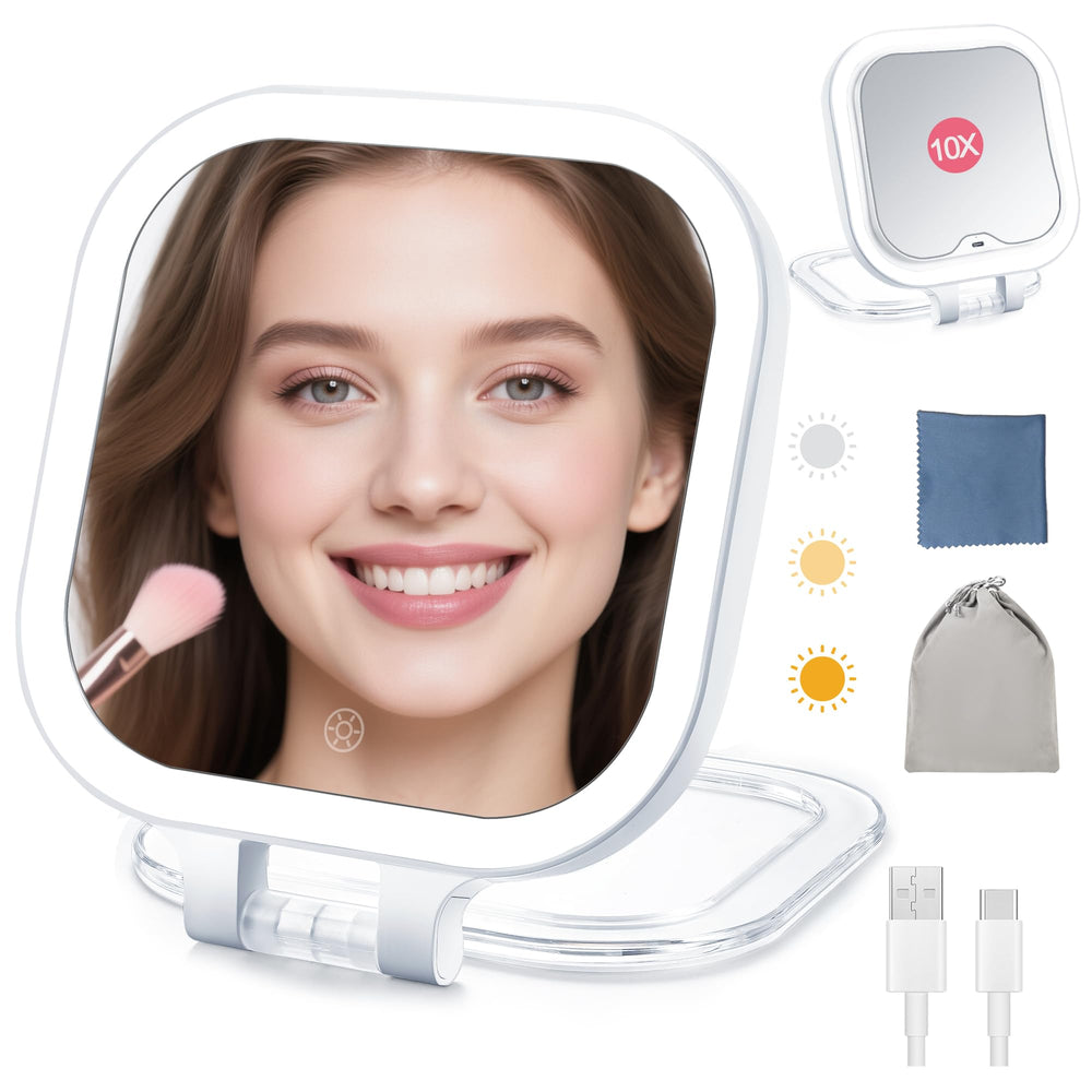Wayleeos travel mirror with lights in folding design for on-the-go beauty