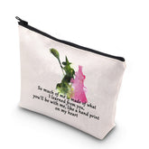 WCGXKO musical makeup bag front view with marble print for stylish storage