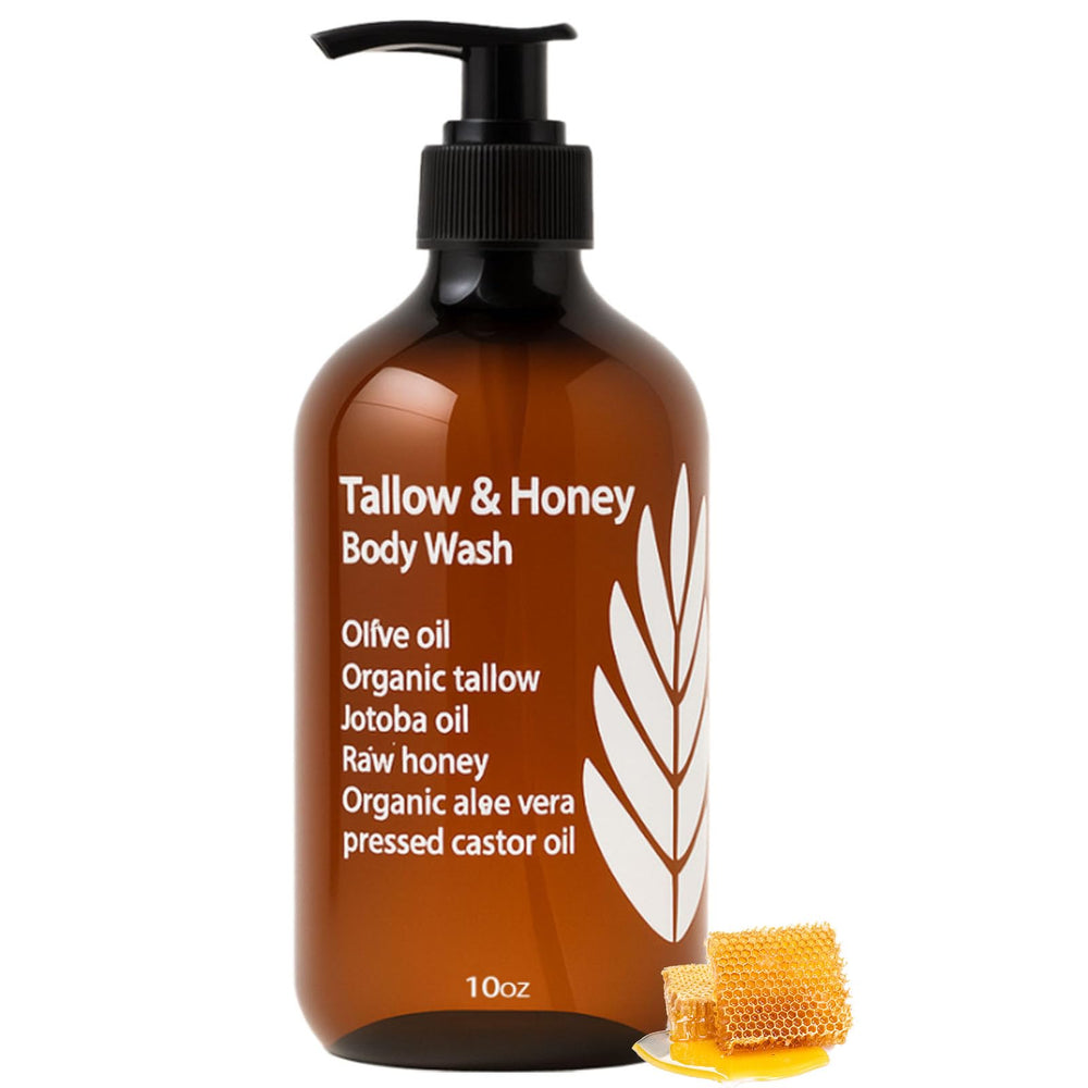 WDVNEX Tallow and Honey Body Wash bottle front shows a hydrating cleanse.