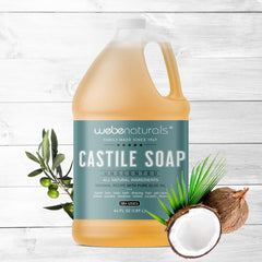 WEBE Pure Unscented Castile body wash, creamy lather for daily cleansing.