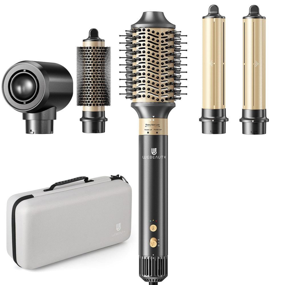 WeBeauty 5-in-1 hair dryer brush powering quick, smooth drying in practice