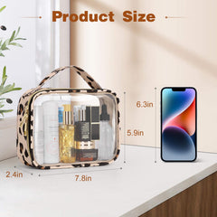 Wedama clear makeup bag with handle, interior view for organized cosmetics on the go.
