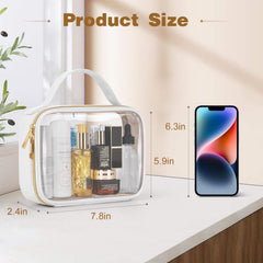 Wedama quart-size PVC clear cosmetic bags provide visible content and organization on the go