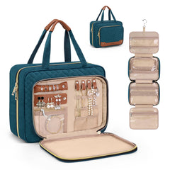 Wedama toiletry bag blue exterior with 360° hook for easy hanging and quick access