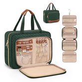 Wedama dark green toiletry bag rolled for compact travel organization