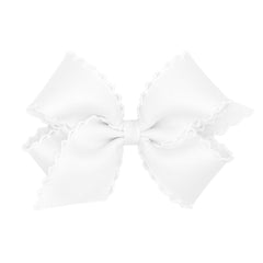 Wee Ones moonstitch edge bow on WeeStay clip for secure daily wear