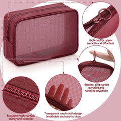 Weewooday large mesh makeup bag provides extra space for cosmetics and toiletries.