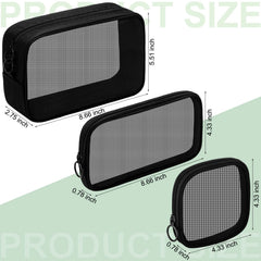 Weewooday mesh makeup bag zipper-closure for secure travel storage of cosmetics