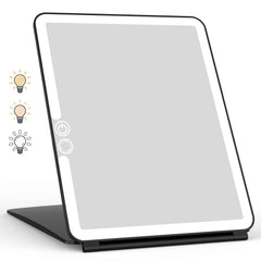 WEILY portable travel mirror shows close-up view with 72 LEDs for precise makeup lighting.