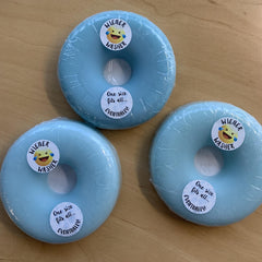 Weiner Washer Soap color showcase displays Caribbean Sea Blue shades for fun gifting.