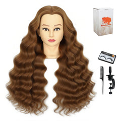 WeiRan mannequin head with 99% human hair close-up showing thick, realistic strands for styling practice.