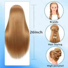 WeiRan mannequin head length 26-28 inches for long hair styling practice