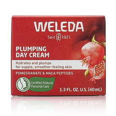 Weleda Face Care Plumping Day Cream texture closeup highlights plush hydrating formula.