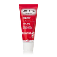 Weleda Regenerating Pomegranate Hand Cream packaging highlights everyday hydration for hands.
