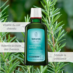 Weleda Revitalizing Hair Tonic bottle cap close-up, inviting invigorating daily ritual.
