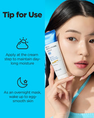 Wellage Real Hyaluronic Cream 100 jar label detail highlighting ceramides and panthenol benefits