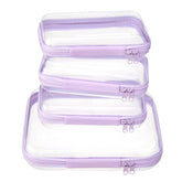 WELPIRT clear zipper pouch medium lavender shows durable hard shell for travel organization