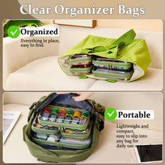 WELPIRT small clear zipper pouch mint-green ideal for pens or smallest accessories during travel.