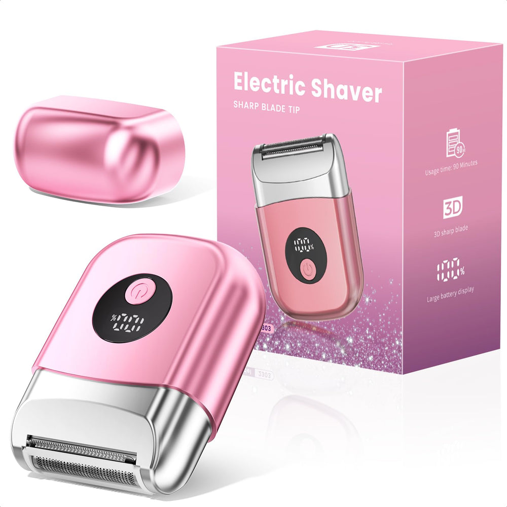 WEQOEE cordless razor for women, front view in pink, ideal for on-the-go grooming