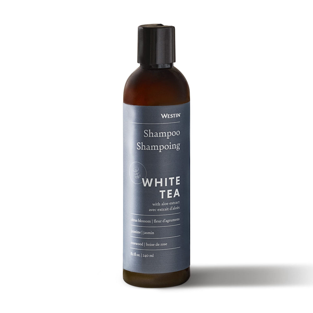 Westin White Tea Aloe Shampoo bottle front promotes a refreshing cleanse and hydration.