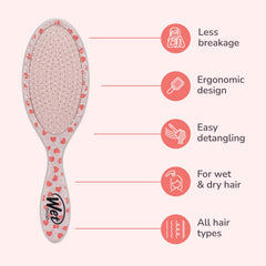 Wet Brush Original Detangler on wet hair use promotes gentle detangling without pulling.