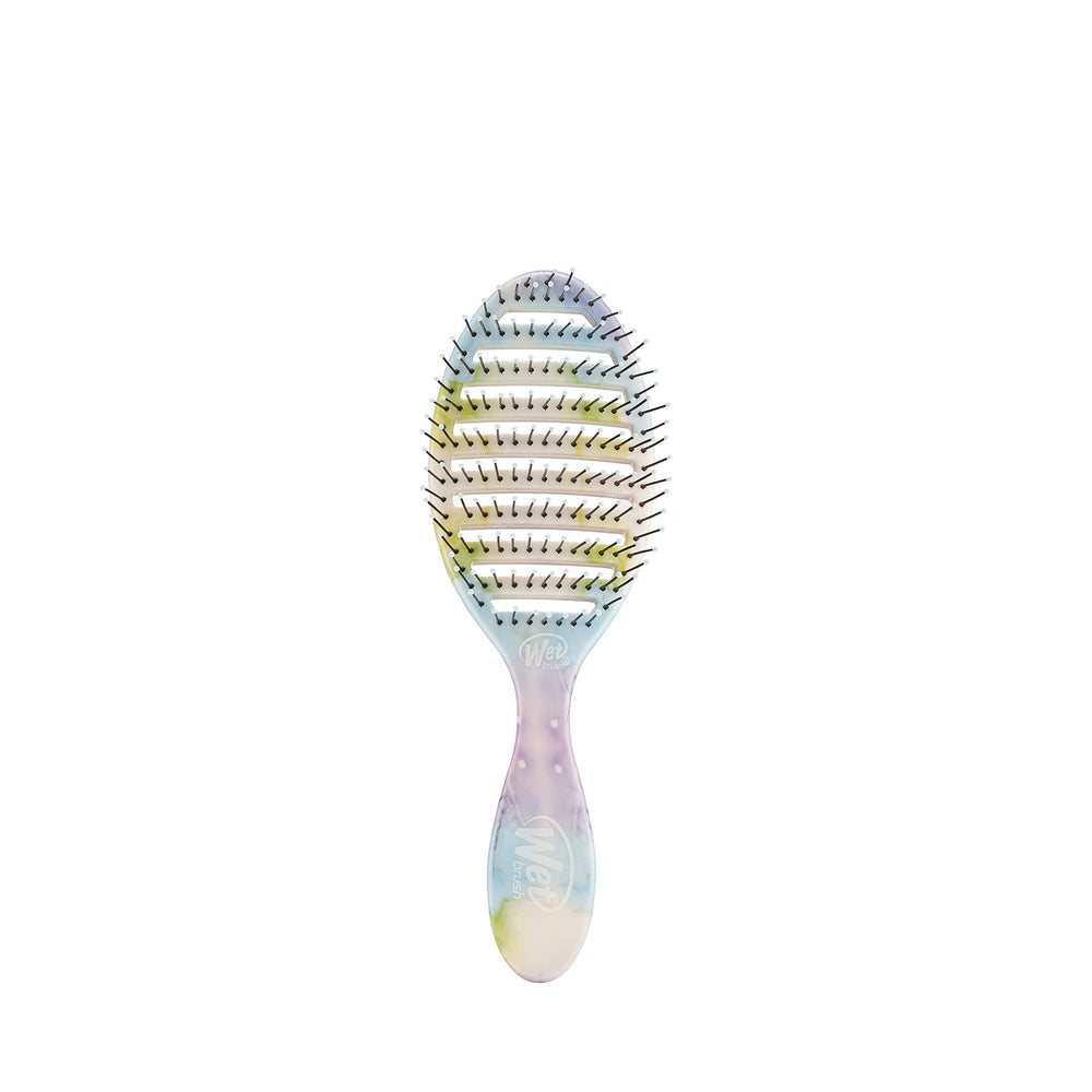 Wet Brush front view in Splatter Color Wash showing colorful finish and ergonomic shape, easy styling