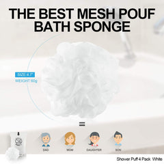WhaleLife loofah-sponge-four-pack-white ensures family-friendly, ready-to-use replacements.