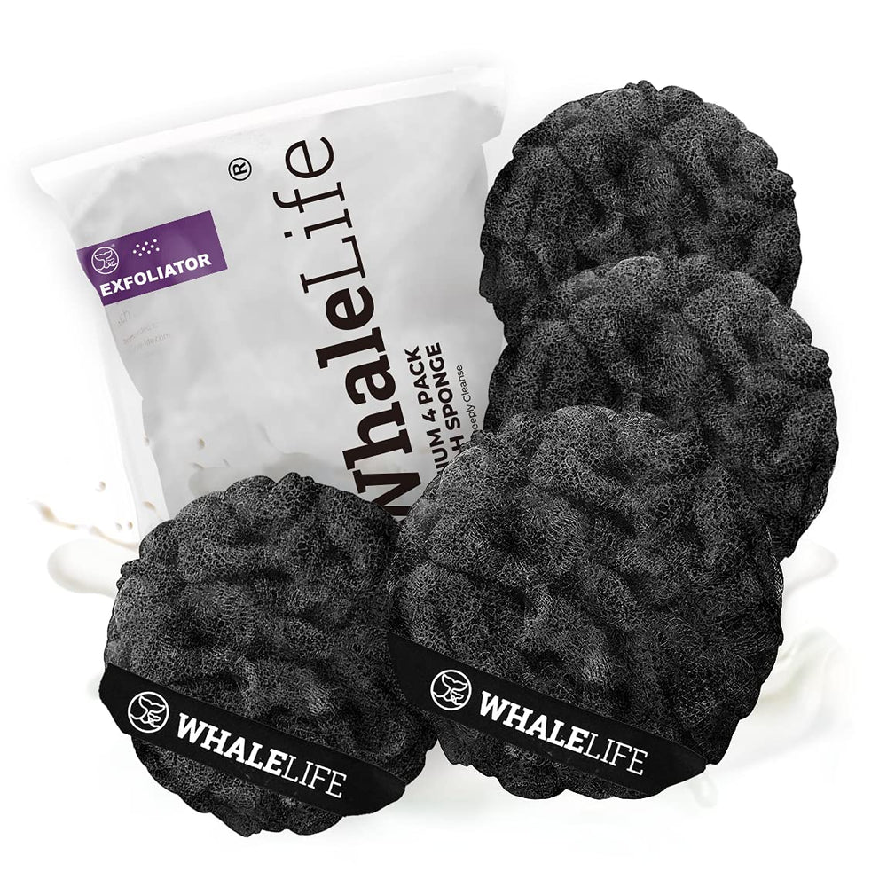 WhaleLife loofah sponge rough surface pack-4 shown for intensive exfoliation