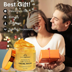 White Naturals 24K Gold Mask closeup gleam signals luxurious spa-like pampering at home.