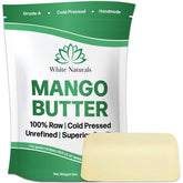 White Naturals Mango Butter block front shows pure organic moisturizer for skin care.